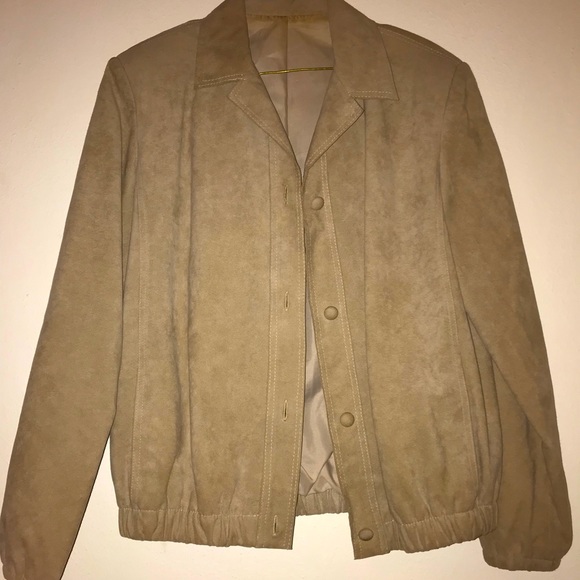Olympic Fashions Ultrasuede Tan Bomber Jacket Men’s Size XL Vintage Style - Picture 10 of 16